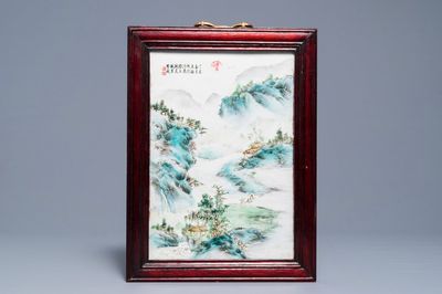 A Chinese qianjiang cai plaque, signed Wang Shu, dated 1937