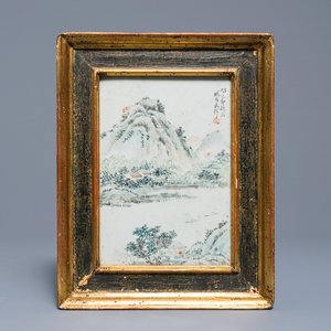 A Chinese qianjiang cai plaque with a mountain landscape, Luo Yang Gu, Guangxu — photo 1