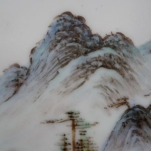 A Chinese qianjiang cai porcelain landscape plaque signed Wang Ye Ting (1884-1942), 20th C. — photo 7