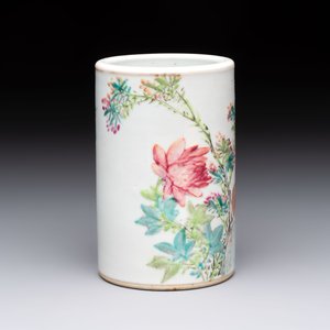 A Chinese qianjiang cai 'rooster' brush pot, signed Hengxing 恆興, Tongzhi mark, 19/20th C. — 照片 4