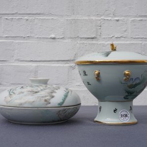 A Chinese qianjiang cai spice box and a warming bowl on foot, 19/20th C. — photo 40