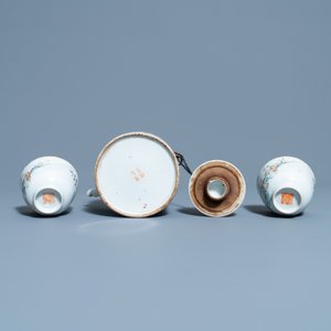 A Chinese qianjiang cai teapot and two cups and saucers, 19/20th C. — 照片 9