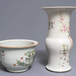 A Chinese qianjiang cai vase and a jardinière, 19/20th C. — photo 2