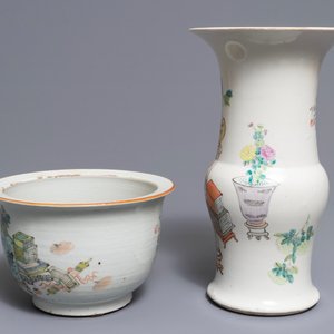 A Chinese qianjiang cai vase and a jardinière, 19/20th C. — photo 4
