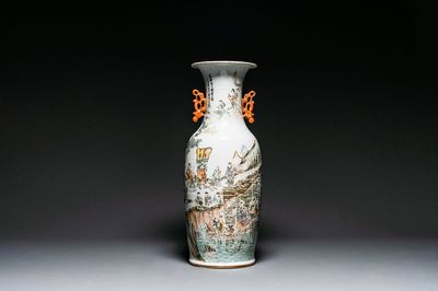 A Chinese qianjiang cai Vase, signed Wang Xingli 汪興黎, 19/20th C.