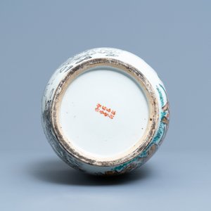 A Chinese qianjiang cai vase with a fine landscape, 19/20th C. — 照片 6