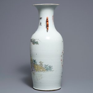A Chinese qianjiang cai vase with figures in a landscape, 19/20th C. — photo 4