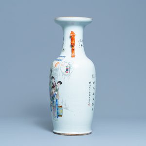 A Chinese qianjiang cai vase with women around a table, signed Yan Bing Jun, dated 1913 — 照片 4
