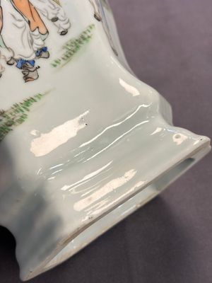 A Chinese qianjiang cai 'Wu Zi Deng Ke 五子登科' hexagonal vase, sigend Xian Cha 仙槎, dated 1915 — photo 6