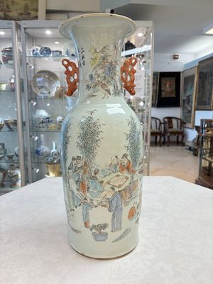 A Chinese qianjiang cai 'Zhu Lin Qi Xian 竹林七賢' vase, signed Wang Zhaoli 汪照黎, dated 1908 — photo 1