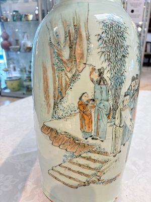 A Chinese qianjiang cai 'Zhu Lin Qi Xian 竹林七賢' vase, signed Wang Zhaoli 汪照黎, dated 1908 — photo 9