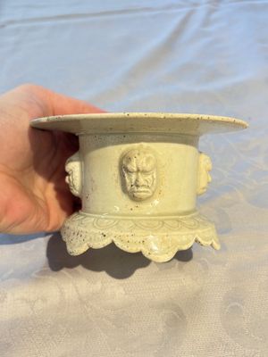 A Chinese qingbai censer with masks in relief, 20th C — photo 3