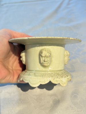 A Chinese qingbai censer with masks in relief, 20th C — photo 4