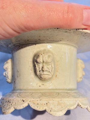 A Chinese qingbai censer with masks in relief, 20th C — photo 8