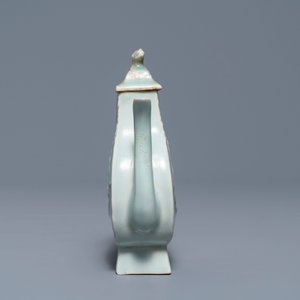 A Chinese qingbai relief-decorated 'phoenix' ewer and cover, Yuan — 照片 5