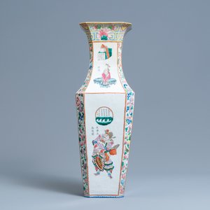 A Chinese quadrangular famille rose 'Wu Shuang Pu' vase, 19th C. — 照片 5