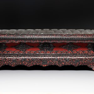 A Chinese rectangular carved red and black lacquer stand, 20th C. — photo 6