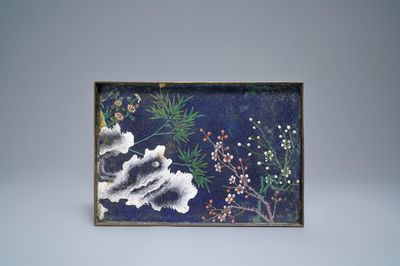 A Chinese rectangular cloisonné tray, Qianlong/Jiaqing