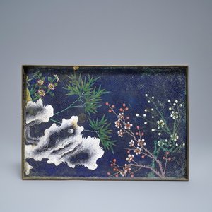 A Chinese rectangular cloisonné tray, Qianlong/Jiaqing — 照片 1