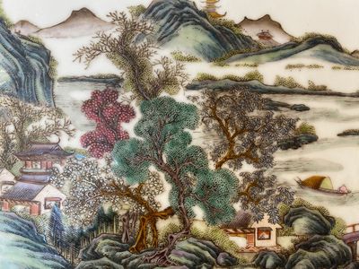 A Chinese rectangular famille rose plaque, Wang Yeting 汪野亭 seal mark, Republic — 照片 2