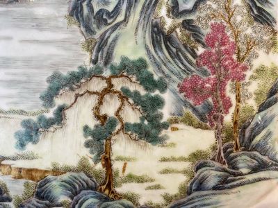 A Chinese rectangular famille rose plaque, Wang Yeting 汪野亭 seal mark, Republic — photo 3