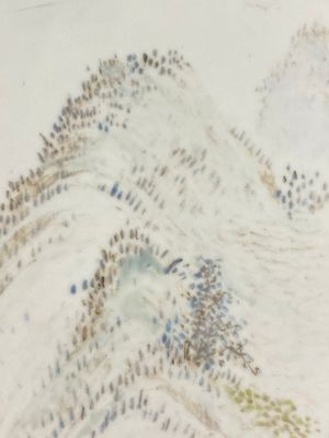 A Chinese rectangular qianjiang cai 'mountainous landscape' plaque in the style of Cheng Men, 19th C. — photo 3