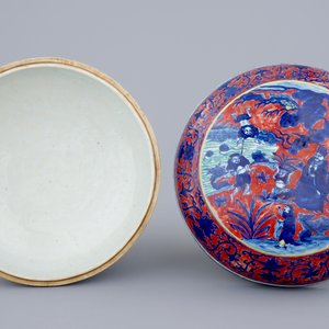 A Chinese red and blue ground bowl and cover, 19/20th C. — 照片 6