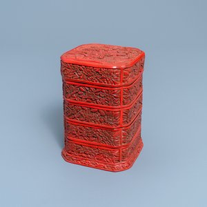 A Chinese red cinnabar lacquer four-tiered box, Wanli — 照片 1