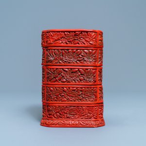 A Chinese red cinnabar lacquer four-tiered box, Wanli — 照片 10