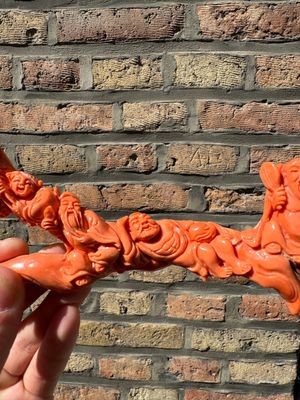 A Chinese red coral 'Eight Immortals' group on wooden stand, 19/20th C. — photo 3