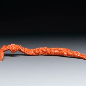 A Chinese red coral 'Eight Immortals' group on wooden stand, 19/20th C. — photo 5