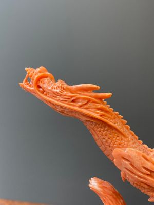 A Chinese red coral figure of a standing Bodhisattva with two dragons, 19/20th C. — 照片 13