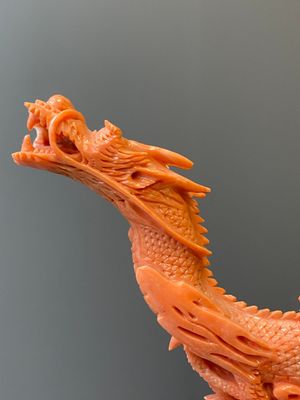 A Chinese red coral figure of a standing Bodhisattva with two dragons, 19/20th C. — 照片 9