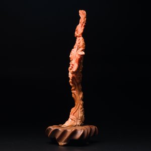 A Chinese red coral figure of Xiwangmu on wooden stand, 19/20th C. — 照片 2