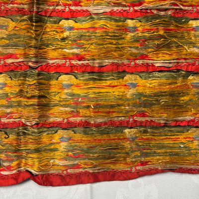 A Chinese red-ground brocade panel with seated Buddhas — photo 19