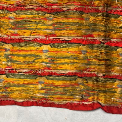 A Chinese red-ground brocade panel with seated Buddhas — photo 20