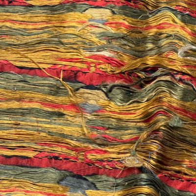 A Chinese red-ground brocade panel with seated Buddhas — photo 32