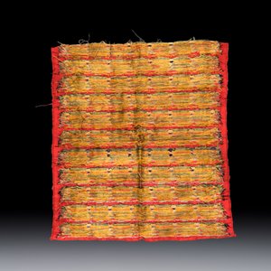 A Chinese red-ground brocade panel with seated Buddhas — photo 2