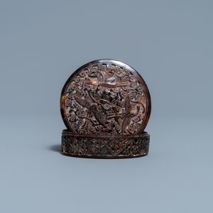 A Chinese reticulated Canton tortoise veneer covered box, 19th C. — 照片 2