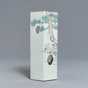 A Chinese reticulated hexagonal qianjang cai hat stand, signed Yu Huanwen, dated 1895 — 照片 2