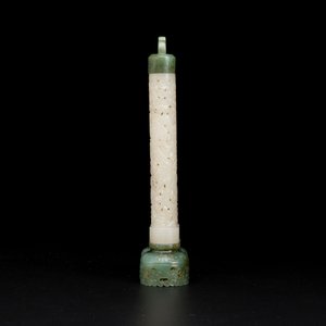 A Chinese reticulated white jade parfumier with spinach-green jade cover and base, Qing — 照片 6