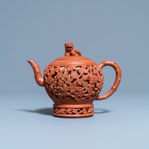 A Chinese reticulated Yixing stoneware teapot and cover, Kangxi — photo 2