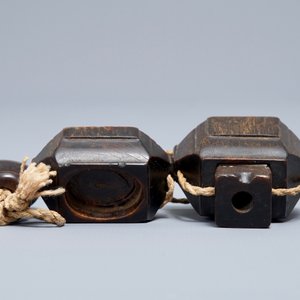 A Chinese rhinoceros horn seal and paste container, 19th C. — 照片 7