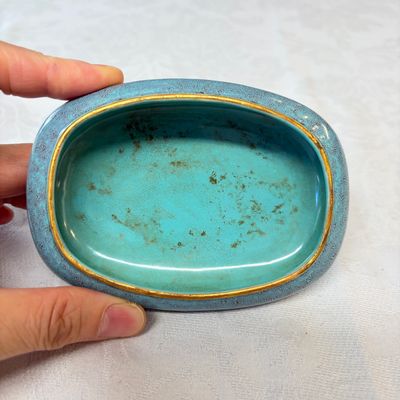 A Chinese robin’s egg-glazed 'Chilong' square brush pot and a brush washer — photo 6