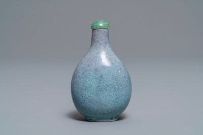 A Chinese robin’s egg glazed snuff bottle, Jin Wei Tang mark, 19th C.