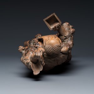 A Chinese rootwood sculpture of an immortal and a boxwood sculpture of Bodhidharma — photo 15