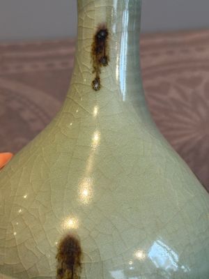 A Chinese russet-splashed Longquan celadon garlic-mouth vase, Yuan/Ming — photo 7