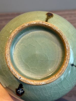A Chinese russet-splashed Longquan celadon garlic-mouth vase, Yuan/Ming — photo 9