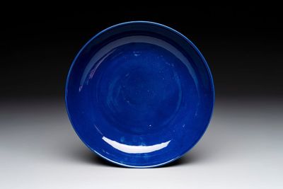 A Chinese sacrificial blue-glazed plate, Guangxu mark and of the period
