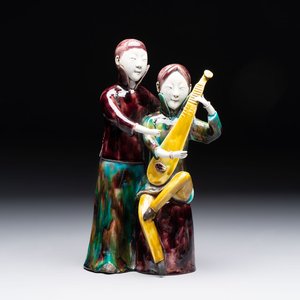 A Chinese sancai-glazed biscuit 'musician' group, Republic — foto 1